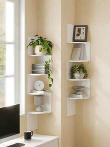 1 件 5 层木质搁板、多层壁挂书架、创意壁挂转角储物架、卧室客厅展示架、家居整理和储物用品、房间装饰、家居装饰、墙面装饰 - 彩色 - 查看 3