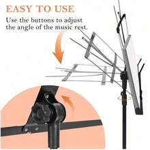 1 pieza Atril portátil y plegable de metal ajustable en altura, con bolsa de almacenamiento, conveniente para almacenamiento o viaje, adecuado para instrumentos de viento de madera pequeños. Disponible en varios colores, un accesorio y regalo musical ideal. - Multicolor - Ver 8
