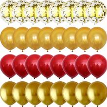 1 pieza/35 piezas/92 piezas Set de globos de látex mate rojos, dorados, amarillos, dorados brillantes de 5 pulgadas/10 pulgadas/12 pulgadas, adecuados para decoración de bodas, Navidad, compromiso, Año Nuevo, fiesta de cumpleaños, ducha nupcial, San Valentín, aniversario