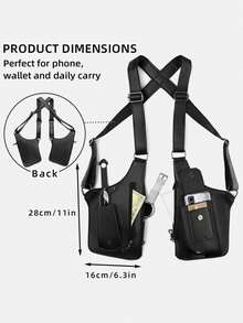 1 pieza Bolso de cintura casual de hombre de piel sintética (PU), bolso de pecho versátil de estilo urbano funcional para hombre