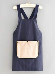 1 Stück wasserdichte und ölbeständige Unisex Küchenschürze, modische vertikal gestreifte Lässig Schürze mit abnehmbarem Handtuch, geeignet für Zuhause und Restaurant, wasserdichte Schürze mit Taschen