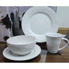 Vajilla Moderna Negra de Cerámica Premium – Juego Completo para 4 Personas con Platos Llanos, Platos Hondos, Tazas y Bowls – Diseño Elegante Minimalista – Ideal para Comedor Contemporáneo, Restaurantes y Hogares Sofisticados – Acabado Mate Antideslizante y Alta Resistencia - Blanco - Ver 5