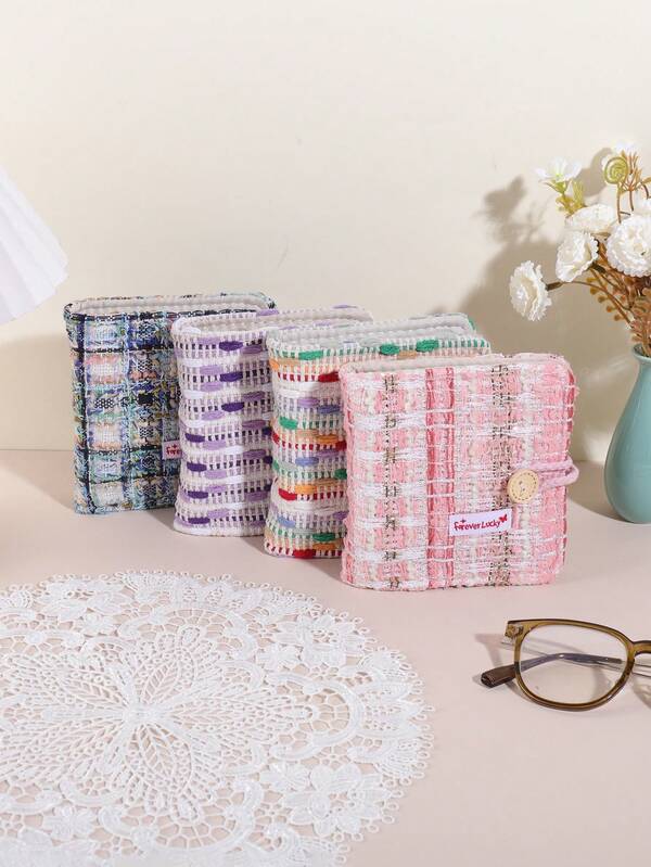 1 pieza Álbum de fotos vintage de 3 pulgadas con diseño de cuadros, páginas interiores de PP impermeables y diseño creativo para almacenamiento de fotos, artículo de uso diario de moda como regalo sorpresa para amigos