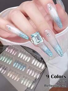 Mtssii 9 Colors Dreamscape Diamond Dust Reflective Glitter Solid Adhesive Gel Nail Polish Gradient Semi Permanent Soak Off UV LED Shiny Nail Art Gel Varnishes For Nails Salon DIY - 彩色 - 查看 7