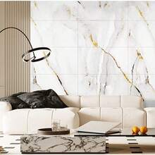 30 pièces d'autocollants muraux en marbre doré - imperméables et résistants à l'humidité, amovibles et repositionnables, conviennent pour la rénovation des murs dans les cuisines, les salons, les chambres à coucher et les salles de bains