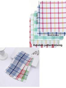 10 piezas Paño de cocina de doble cara a cuadros, paño de limpieza multifuncional, paño de limpieza para automóvil (color aleatorio)