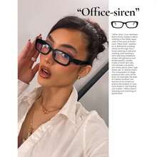 HYCHIC Retro Fake Glasses Blue Light Glasses For Women  Vintage Small Rectangle Eyewear With Non Prescription Lens - A03-白色 - 查看 2