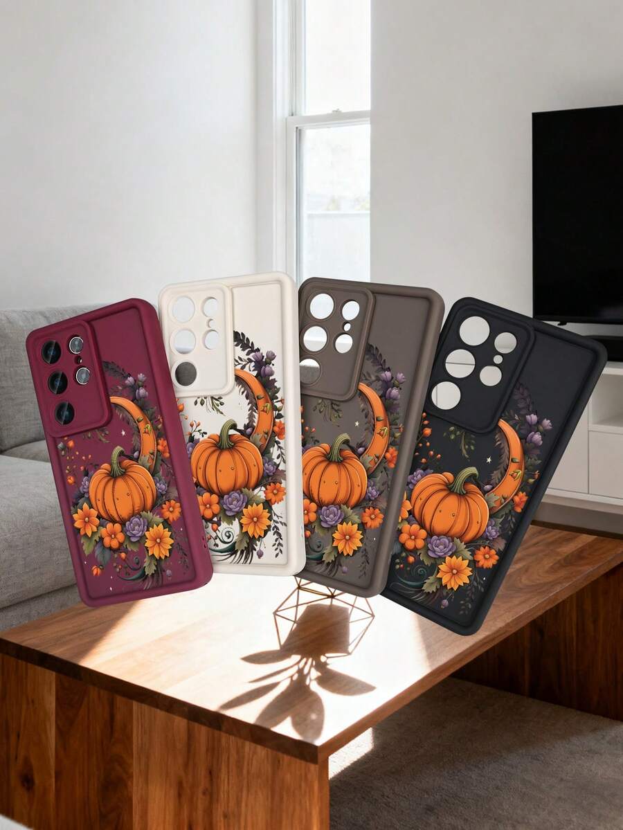 GALLAPLE Halloween Pumpkin Moon Floral Pattern Phone Case Protective Cover With Retro Art Design Scary Festival Aesthetic Shockproof Bumper For IPhone S25Ultra S25 24 23 22 21 Plus FE A54 A53 A52 A36 A35 A34 A33 A16 A15 A14 A13 Case - Màu Khaki - Xem 1