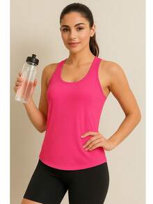 Women's Dry Fit Tank Top, Sports Top, Loose Breathable, Workout Comfort, Gym, Everyday With Butt Cover, Well-Behaved, Swimmer, Holes, Pilates, Yoga, Fitness Fashion - 黑色 - 查看 8
