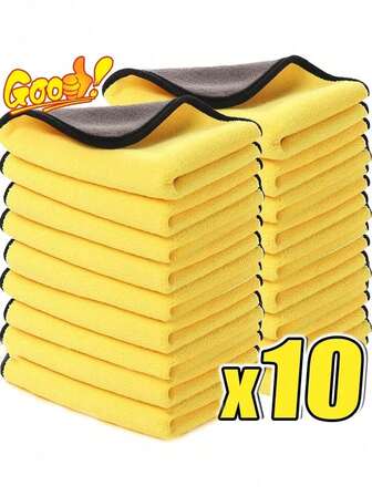 10Pcs Microfiber Cleaning Cloth Set - High Performance - 1200 Washes, Super Absorbent Microfiber Towel Weave, Effectively Removes Dirt And Liquids, Leaving Mirrors Sparkling And Streak-Free - House Towels - Cleaning Supplies - Car Wash Cloths