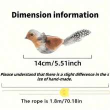 Interactive Cat Toy - Realistic Chirping Sound, Artificial Feathers, Soft Feather Wand, Handmade Design, Solo Play & Hunting Fun, Suitable For All Cats - Multicolor - View 11