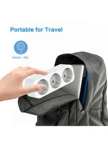 Toma de corriente europea, 3 salidas, adaptador estándar europeo, toma de corriente de expansión, extensión de enchufe de 2 pines, adaptador convertidor de CA para el hogar - Blanco - Ver 5