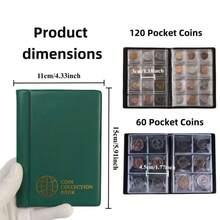 1pc 120 Slots Coin Collection Album, Commemorative Coin & Vintage Coin Storage Book, Thick PVC Sticker Holder (Coins Not Included),Savings Plan,Biweekly Savings Plan,10000 Savings Plan,Savings Strategy