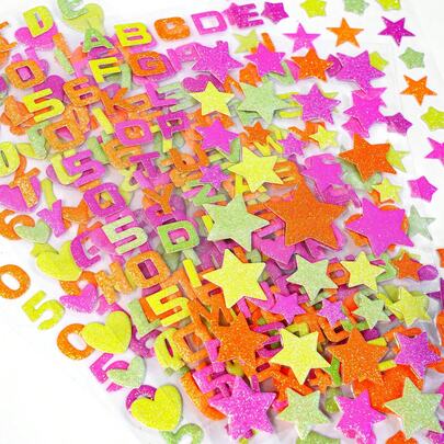 3D Glitter Bubble Stickers - Colorful 3D Alphabet Stickers, DIY Journaling Supplies For Scrapbooks And Gift Decorations Scrapbook Supplies Stationery