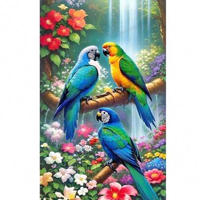 طقم رسم الماس البغبغاء، مناسب للمبتدئين البالغين، لوحة فنية كاملة مرصعة بالألماس الكبير لديكور الحائط والهدايا