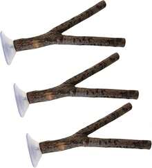 Crovakeu 3-Lot Suction Cup Window Bird Perch Stands - Parrot Shower Perches For Small To Medium Parrots