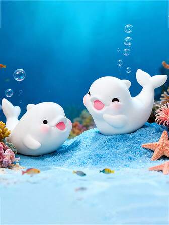 1/4/8pcs Resin Mini Animal Micro Landscape Creative Adorable Happy Dolphin Cute Cartoon Figurine Resin Craft DIY Decorative Ornaments