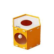 1pc Felt Cat Scratching Board & Cat Bed 2-In-1 Cat Toy, New Design Cat Bed Bucket, Double Layer Cat Climbing Tree - Multicolor - View 6