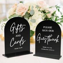 2pcs Clear Acrylic Wedding Signs For Ceremony And Reception, 5x7 Inch Modern Wedding Signage, Guest Book Sign, Cards And Gifts Sign For Wedding, Wedding Reception Signs With Holder,Wedding Decor,Home Decor ,Room Decor Party Favors Bride Birthday Graduation Birthday Decorations Party Decorations Bachelorette