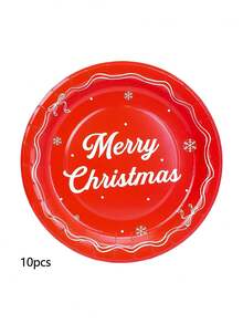 10 piezas/20 piezas Platos de papel navideños de 7 pulgadas y 9 pulgadas, platos de papel redondos para postre y platos para cena que incluyen platos rojos y verdes para fiestas de Navidad, cumpleaños, reuniones familiares, fiestas de invierno y decoración de mesa