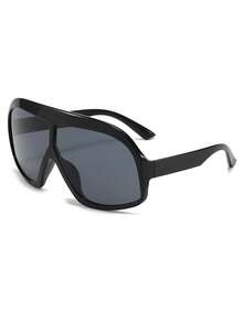 一副高档时尚女士眼镜，全框多功能复古眼镜，适合家庭出游、旅行、海滩、音乐节和日常佩戴。 - 黑框灰片 - 查看 3