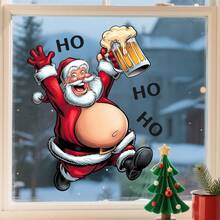 1/3 pezzi Adesivo da parete con Babbo Natale che tiene una birra e ride "HO HO HO", in PVC autoadesivo e impermeabile, adatto per soggiorno, camera da letto, sala da pranzo, studio, bagno, porta, finestra, vetro, decorazione natalizia