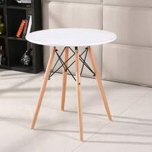 Esstisch rund - Esstisch weiss/Schwarz - Esstisch - Metall und Holz D70 cm -  Runder Küchentisch Esszimmertisch für 2-4 Personen, Tisch mit rutschfesten Beinen aus Holz - Modern Design - Weiss - Übersicht 6