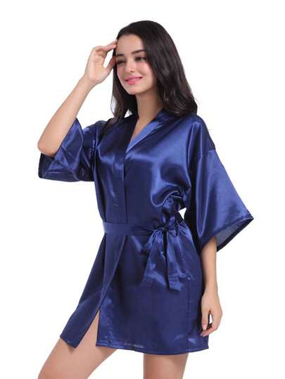 1 Áo choàng tắm ren thanh lịch màu trơn dành cho nữ, Bộ đồ ngủ gợi cảm, Thích hợp cho cô dâu, phù dâu và gia đình mặc khi trở lại trường. Áo khoác cardigan mỏng gợi cảm màu trơn, ngắn, váy ngủ, áo choàng tắm.