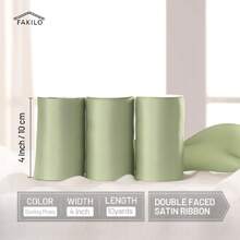 Spring Moss Green Ribbon 4 Inch Wide Thick Double-Faced Satin 10 Yards For Gift Wrapping Wedding Dr Floral Arrangements Crafts,25026536 - 淡紫色 - 查看 2