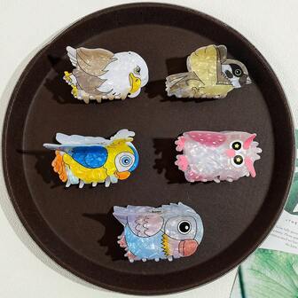 1 件/5 件可爱卡通小鸟发夹，外观甜美，可爱的日常发夹，发夹和发饰，用于装饰发型，发夹用于造型，发饰适合作为节日礼物优雅的爪夹冬季发夹