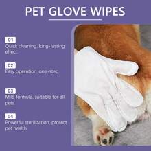 Pet Grooming Gloves, Pet No-Rinse Deodorizing Cleaning Wipes