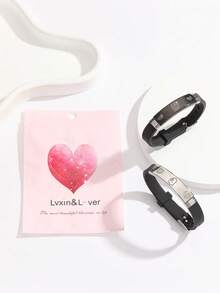 2pcs/Set Luminous Couple/Friendship Silicone Bracelet Set With Glow-In-The-Dark Double Heart & Finger Heart Pattern, Casual Accessory Suitable For Daily Wear And Holiday Gift