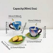 Cốc cà phê Espresso bằng gốm sứ họa tiết động vật và hoa dễ thương 3D, vẽ tay theo phong cách Ý, 90ml/3oz, Phụ kiện cà phê tại nhà/văn phòng/tiệc tùng, trang trí để bàn, quà tặng - Nhiều màu - Xem 10