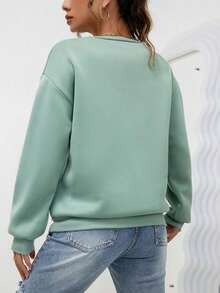 2026 TopsINAWLY Heart Print Drop Shoulder Sweatshirt,Ladies Spring/Fall Casual Long Sleeve Round Neck Loose Regular Green Drop Shoulder Pullovers Women Hoodies,Long Sleeve Tops Graduation,Back To School Fits,Graduation,Teacher Fits For Women,Back To SchoolLoose And Comfortablewinter Clothes For Women - Đỏ - Xem 7