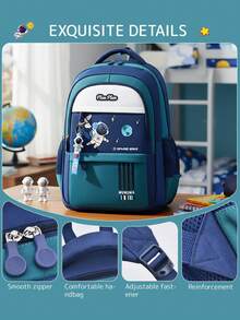 1 Set Zaino con Stampa Spaziale, Ampia Capacità con Scomparti Multipli, Cinghie Regolabili e Confortevoli, Chiusura con Doppia Cerniera, Tasche Laterali per Bottiglia d'Acqua e Ombrello, Adatto per Molteplici Occasioni, Regalo per il Ritorno a Scuola