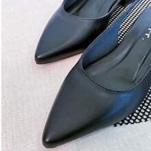 Slingback Open Heel Pumps With A Heel Below 3cm - Flat Black - View 7