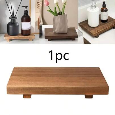 Rustic Wooden Bathroom Vanity Tray, Rectangular Soap Dish Holder, Handmade Sturdy Wooden Tray For Home Decor, Plant Vase Display, Kitchen And Bathroom Accessories