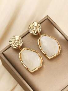 1 Pair Boho Chic Resin Minimalist Classic Versatile Earrings - Beige - View 3