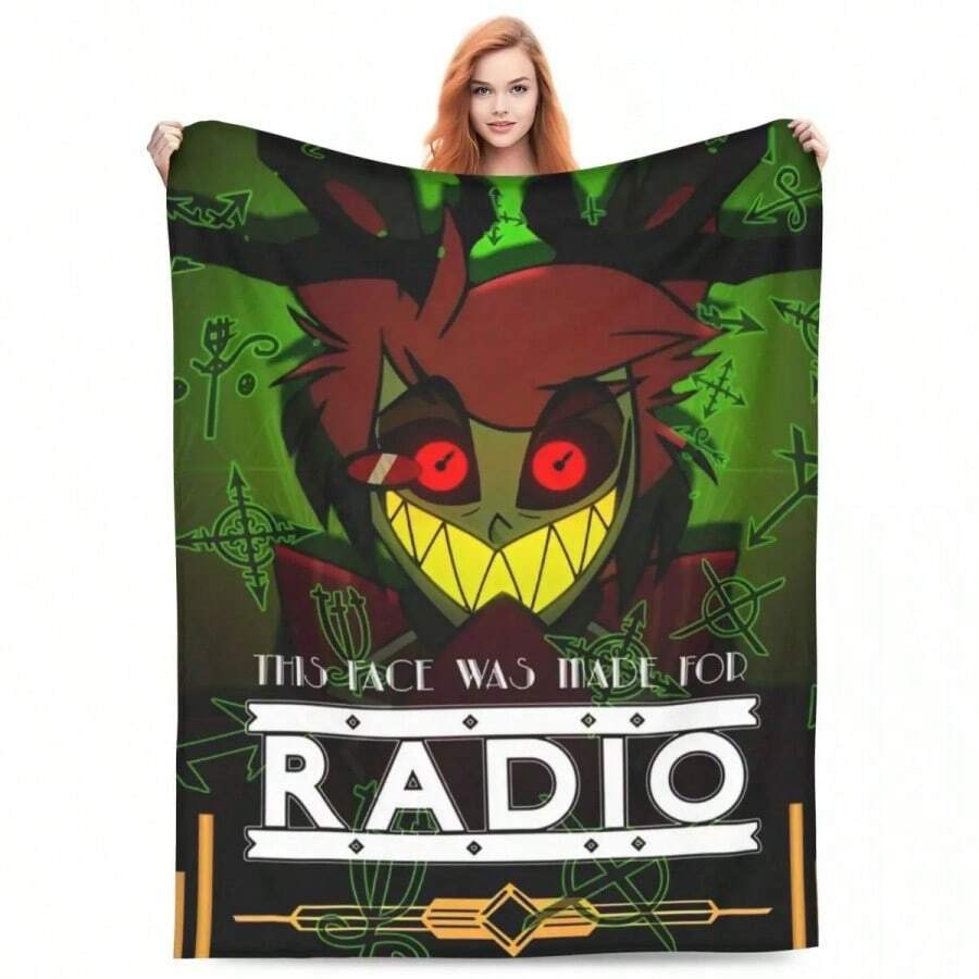 Alastor -  Fleece Throw Blankets Black Comedy Blankets For Bed Bedroom Lightweight Thin Quilt (1).Jpg - 白色 - 查看 1
