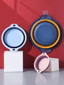 Foldable Wash Basin, Round Folding Sink, Space-Saving Plastic Folding Wash Basin, Multi-Purpose Portable Wash Basin, Suitable For Washing Dishes, Camping, Laundry, Essential For Back To School Season - Multicolor - View 7