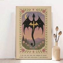 Framed Fourth Wing Print, Dragon Poster, Fantasy Bookish Art, Girly Wall Art, Book Lover, Romantasy Art, I Am The Sky And The Power Of Every Storm - 框架 - 查看 1