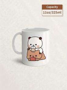 1pc Bubu Dudu Ceramic Coffee Mug - 11 Oz Reusable Novelty Cup, Machine Washable, Material, Multi-Purpose Love Forever Bear Design, Perfect Gift For Couples,Easter Cup For Wife,Husband Christmas,Valentine's Day,Birthday And Holiday Gift,Tea Cup,Boyfriend And Girlfriend,Summer And Winter Drinking Utensils,Perfect For Woman Sister Friend Boss Employee Co-Worker Great Office Mug Back To School