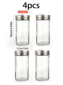 1/2/4pcs Salt And Pepper Shaker Set, Seasoning Bottles With Adjustable Pouring Holes, Stainless Steel Lids, Glass Salt And Pepper Containers, Kitchen Spice Jars - Multicolor - View 9