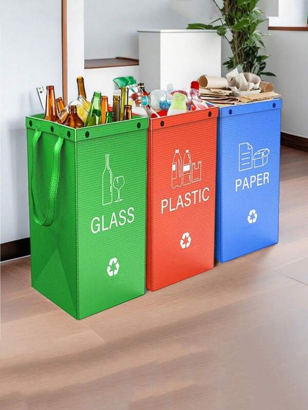 Papelera plegable de combinación, reutilizable, fácil de limpiar, gran capacidad, buena capacidad de carga, papelera para exteriores, cocina y sala de estar, papelera clasificada, contenedor de almacenamiento