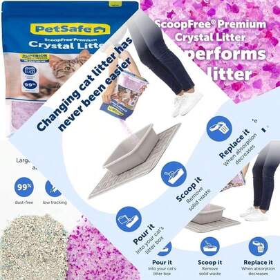 ScoopFree Premium Lavender Litter - 5X Faster Absorption, Low Tracking, 2 Months Lasting, Lightly Scented (8 Lb Bag)