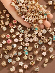 10/20PCS Christmas Random Charms Various Themes Beads Pendant For DIY Bracelet Rhinestone Design - Animals/Plants/Flowers/Pets/Sports/Cartoon/Ocean/MothersDay/Valentine's/Friends/Family/Stars/Moon/Sun/Travel/Coffee/Passport/ Valentines - 彩色 - 查看 7