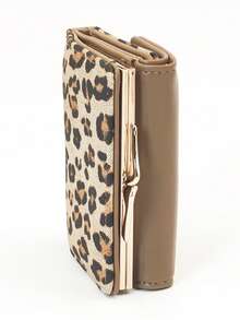 Women's Solid Color Snap Closure Short Wallet Tri-Fold Multi-Function Purse For Women Mini Wallet Purse Wallet Small Wallet Card Wallet Coin Wallet Wallet Cute Wallet Vintage - Brown - View 4