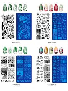 1 buc. Placă de ștampilare pentru unghii din oțel inoxidabil, șablon de imprimare cu model de șosete cu fulgi de zăpadă și cerbi de Crăciun, accesoriu de ștampilare DIY pentru unghii din seria de Crăciun