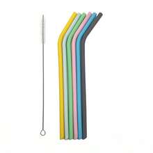 1 Set Reusable Silicone Straws With Cleaning Brush, High Temperature Drinking Straws For Coffee, Bubble Tea, And Outdoor Camping, Straight And Bent Styles Available - 彩色 - 查看 12