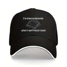 Beastie Inspired "I'm International" & "When I Eat French Toast" Lyrics Snap-To-It Hat - Black Cap With White Toast Graphic, Unisex Casual Hip-Hop Hat For Men & Women, Machine Washable - Perfect Father's Day/Birthday Gift For Music Fans, Pop Culture Accessory (Beastie The Move Lyrics) - Ideal For Concerts, Casual Attire & French Toast Lovers - màu đen - Xem 7